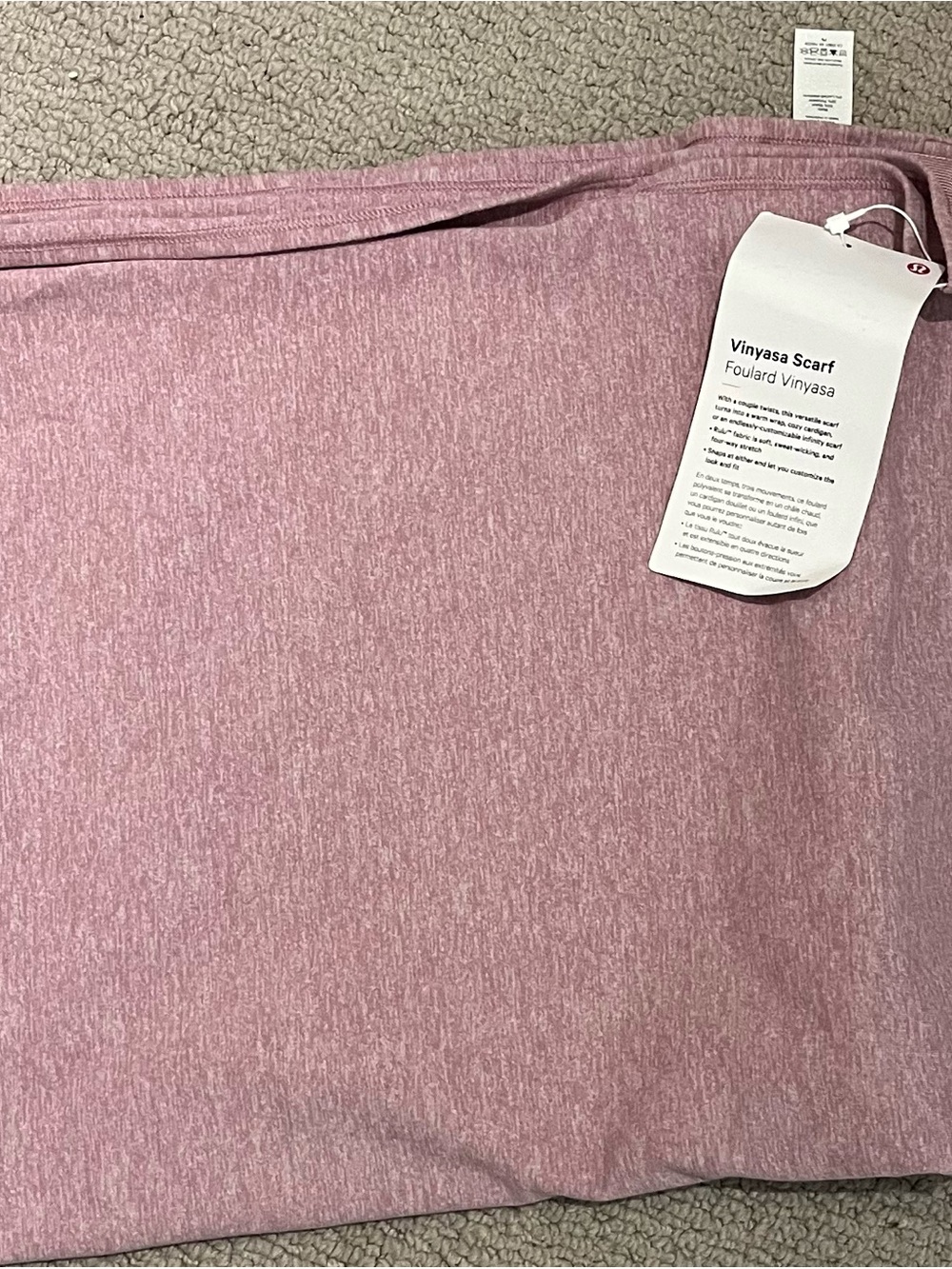 lululemon athletica Vinyasa Scarf in Heathered Dusty Pink NWT